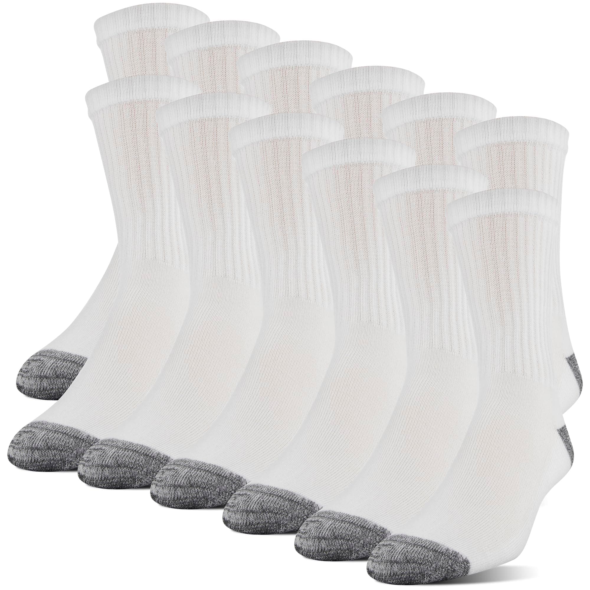 Men's Polyester Half Cushion Mid-Crew Socks, 12-pack