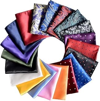 28 Pack Pocket Squares for Men Men's Handkerchief Mens Pocket Squares Set Assorted Colors with a Holder, Multicoloured, M