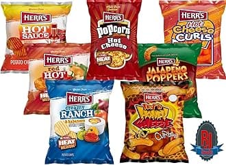 Herr`s Potato Chips & Cheese Curls -,1Oz (Curated by RJ Snacks Value Pack) (6, Flaming Hot Variety Mix of Hot Sauce, Red Hot , Creamy Ranch & Habanero , Hot Cheese Popcorn, Jalapeno Popper Cheese Curls, and Hot & Honey Cheese Curls,Buffalo Blue Cheese Curls )