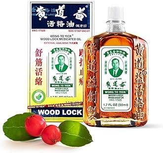 Wong to Yick - Wood Lock Medicated Oil - Herbal Pain Relief for Muscular Aches, Sprains, Shoulder and Back Pain - for Sports Recovery, Soreness - 1.7 Fl Oz - 50 ML (1 Pack) 100% Authentic
