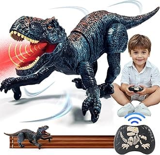Sunrad Remote Control Dinosaur Toys for Kids 3 4 5 6 7 8+, Electronic RC Robot Dinosaur with Spray & Light & Roar, Realistic Walking T-Rex Toys Birthday for Boys Girls