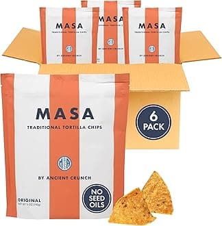 MASA Chips Corn Tortilla Chips Cooked in Beef Tallow – Seed Oil Free Snack, 6pk×5 oz each– Handmade with Only Naturally Grown Corn & Sea Salt, Gluten Free