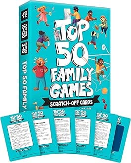 Top 50 Games for Kids, Teens, & Adults - 50 in 1 Reusable Scratch Off Fun - Card Games for Families - Cool, Funny Family Game Night Gift - All Ages, 4+, 8-12, 12+