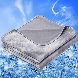 inhand Cooling Blanket for Hot Sleepers, Absorbs Heat to Keep Adults Cool for Summer Nights Sweats, Thin Cold Lightweight Blanket for Couch Bed, All Season Use, Gray, Queen Size (90"x90")