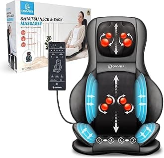 COMFIER Neck Back Massager with Heat, Shiatsu Massage Chair Pad 2D/3D Kneading & Compression Massager, Full Body for and Back,Shoulder,Thighs,Gifts Mom,Dad, Black, 1.0 Count Father