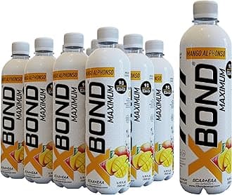 X-BOND Maximum Recovery Mango Alphonso Non Carbonated Drink Maximum Amino Drink - 9g BCAA + EAA Electrolytes - 16 fl oz (500 ml), Sugar Free 34 Calories, Pack of 12