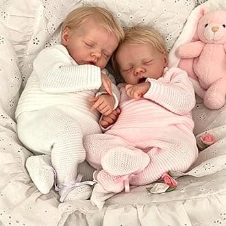 Anano Reborn Baby Dolls Twins Boy and Girl, 18Inch Realistic Baby Dolls Silicone Full Body, Full Silicone Babys Doll, Newborn Real Life Babys Doll Reborn Twin with Accessories
