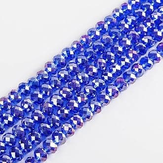 8mm Blue AB Rondelle Glass Beads for Jewelry Making 320pcs Faceted Briolette Shape Crystal Spacer Beads Assortments Supplies Accessories for Bracelet Necklace for Wholesale