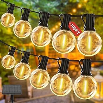 Yuucio Solar Fairy Lights Outdoor 30 m, LED Fairy Lights Outdoor 50 + 2 Plastic Bulbs Waterproof IP44 Bulbs for Outdoor, Garden, Patio, Trees, Party Decoration, 2700 K Warm White [Energy Class G]