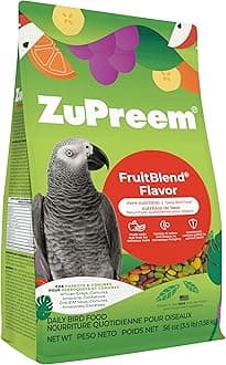 ZuPreem FruitBlend Bird Pellets, Daily Bird Food for Parrot, Conure, Caique, African Grey, Eclectus, Small Cockatoo, Core Nutrition for Medium Large Birds, Parrot Food (M/L, 3.5 lb)