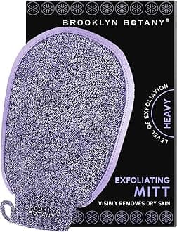 Brooklyn Botany Exfoliating Mitt for Bath and Shower – Heavy Duty Exfoliating Body Scrubber for Massage and Dead Skin Remover for Body – 1 Mitt