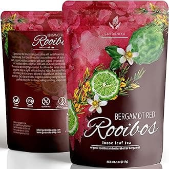 Gardenika Organic Earl Grey Rooibos Red Loose Leaf Tea with Bergamot Oil - 4 oz | Caffeine-Free Herbal Tea | Antioxidant Rich & Kosher Certified