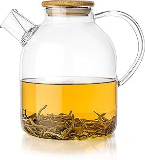 Tealyra - Glass Stove-top Kettle 60-ounce - Teapot - Heat Resistant Borosilicate - Pitcher - Carafe - No-Dripping - For Tea Juice Water - Hot or Iced - 1800ml