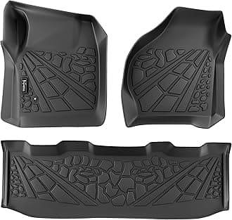 KARPAL Floor Mats for 1999-2007 Ford F-250/ F-350/ F-450 Super Duty Crew Cab, Custom Fit TPE All Weather Ford F250 Accessories 1st & 2nd Floor Liner