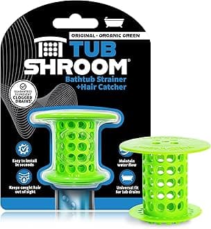 TubShroom Bathtub Drain Hair Catcher – In-Drain Tub Strainer & Clog Prevention Protector, Fits Standard 1.4”–1.75” Tub Drains, Easy Clean, Captures Human & Pet Hair out of Sight (Green)