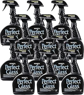 HOPE'S Perfect Glass Cleaner Spray, Streak-Free, Ammonia-Free Window, Mirror, Screen, Tinted Glass, and Shower Door Cleaner, Indoor and Outdoor Glass Surfaces, 32 Fl Oz, Pack of 12