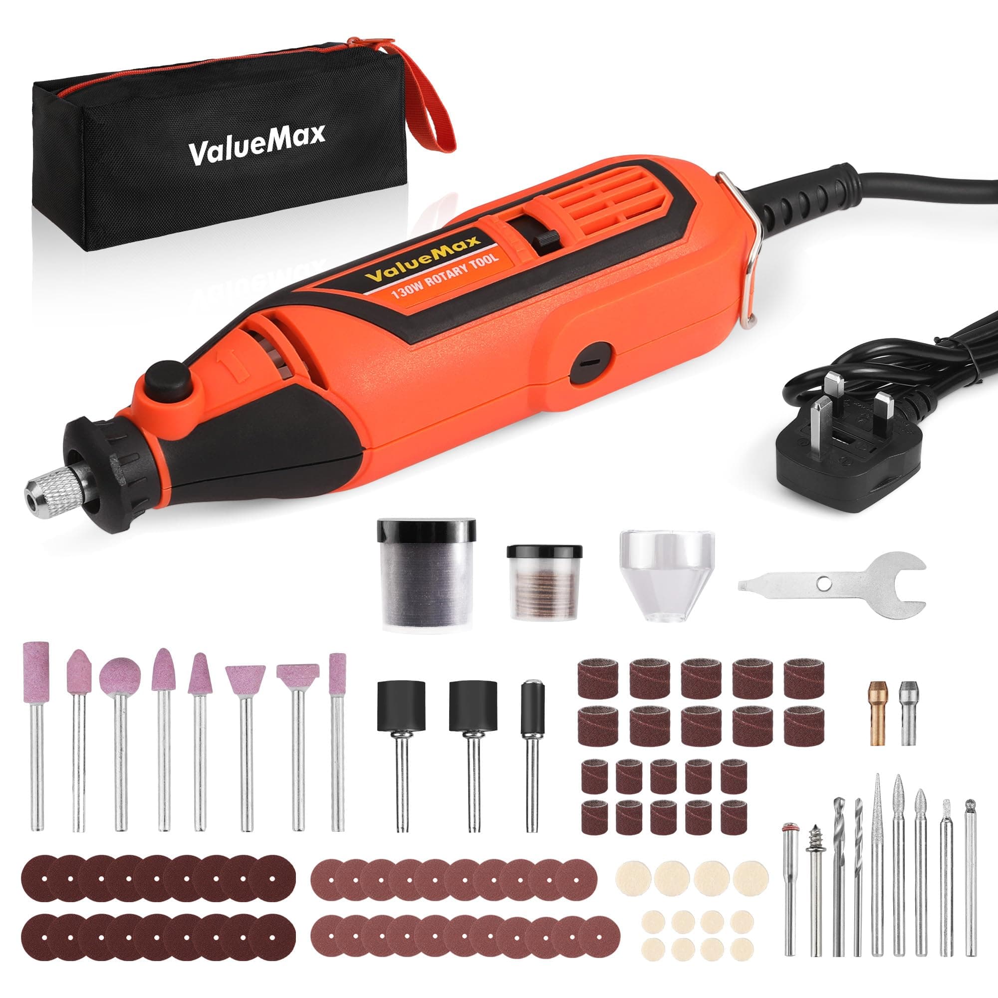 Rotary Tool Kit, 130 W Powerful Rotary Multi Tool with Variable Speed, Mini Grinder Set with 119 pcs Accessories for Craft Projects and DIY, Engraving, Cutting, Sanding, Polishing