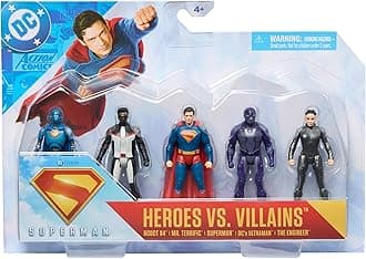 SUPERMAN Heroes Vs. Villains 5-Pack, 7-cm Action Figure, Stylised Superhero Figures with Dynamic Poses and Battle Ready Armour, Kids’ Toys for Ages 4+