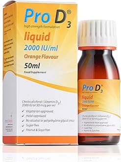 Liquid 50ml (Vitamin D3-2000 IU / 50mcg) [Alcohol Free] Vegetarian Society Approved - Gluten Free - Salt Free - Gelatin Free - SOYA Free - Peanut Free - Sugar Free - Halal - Kosher