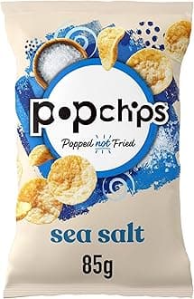 popchips - Sea Salt Potato Chips, 85g (Pack of 8) - Popped not fried, No artificial flavours or colours, Suitable for vegans