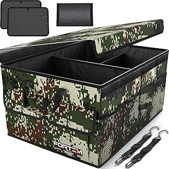 FORTEM Car Boot Organiser, Collapsible Multi Compartment SUV Organizer, Foldable Storage for Car Accessories for Women Men, 600D Oxford, Non Slip Bottom, Securing Straps, Soft Cover (50L)