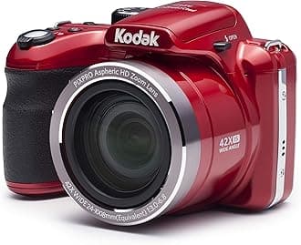 KODAK Pixpro AZ421 - Digital Bridge Camera, 42X Optical Zoom, 24mm Wide-Angle, 16 Megapixels, 3" LCD, 720p HD Video, OIS, Li-ion Battery - Red
