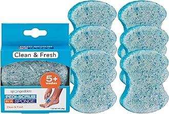 Spongeables Pedi Scrub Foot Exfoliating 5+ Wash Travel Sponge, Clean & Fresh, 6 Count
