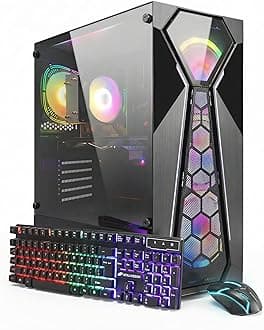 Gaming PC Computer Desktop, AMD Ryzen 5 5500 up to 4.2G, GeForce RTX 2060 Super 8G, 16G DDR4, 1T SSD, WiFi 6, BT 5.2, RGB Fan x4, Windows 11 Home