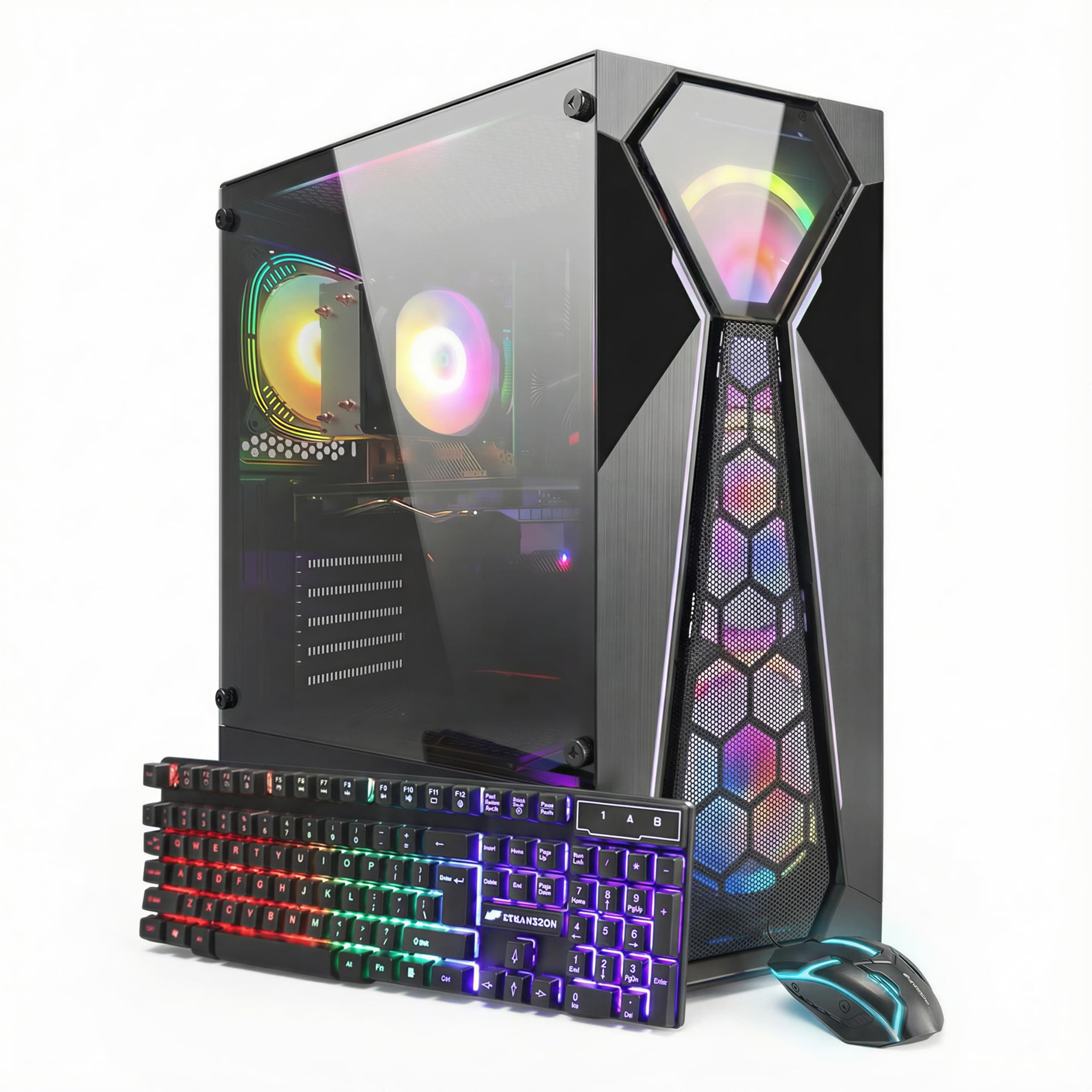 STGAubron Gaming PC Computer Desktop, AMD Ryzen 5 5500 up to 4.2G, GeForce RTX 2060 Super 8G, 16G DDR4, 1T SSD, WiFi 6, BT 5.2, RGB Fan x4, Windows 11 Home