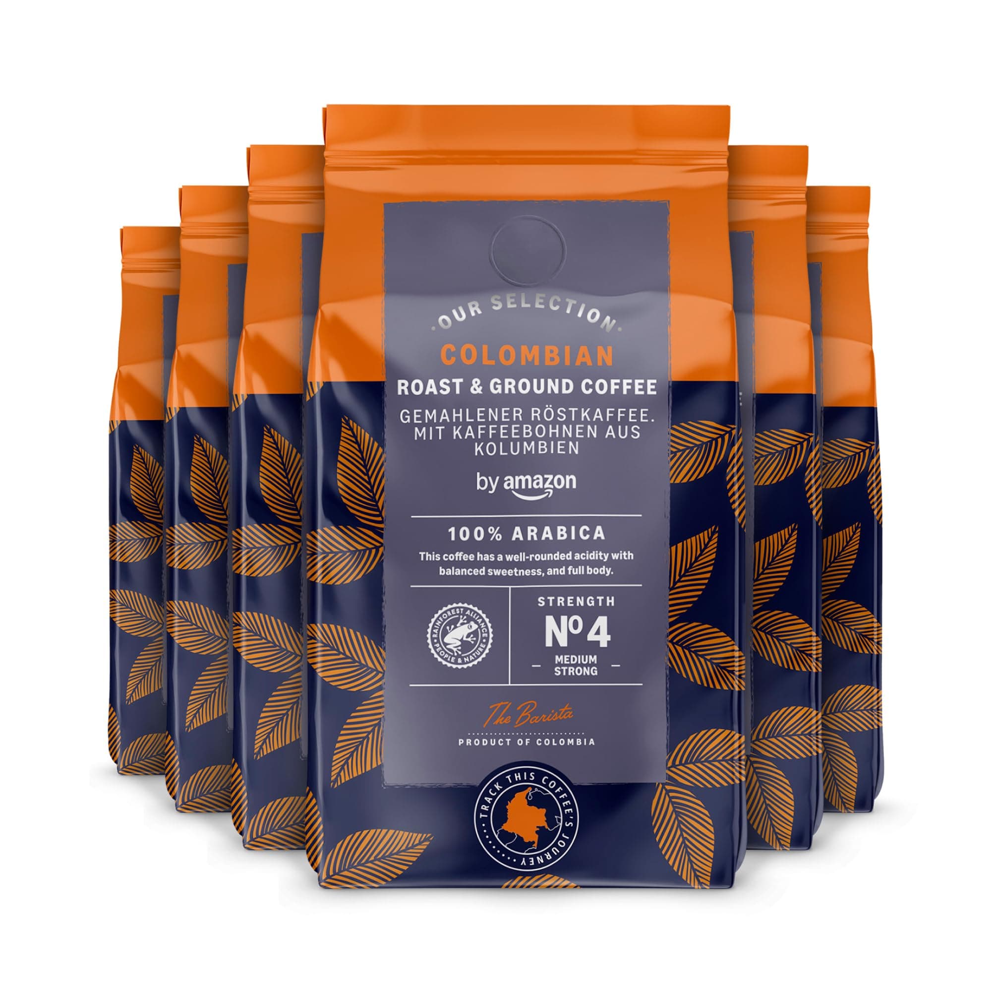 Colombian Roast and Ground Coffee, Single Origin, Medium Roast, 1.36Kg (6 Packs of 227g), Rainforest Alliance Certified