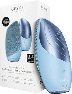 GESKE SmartAppGuided Sonic Thermo Facial Brush | 6 in 1 | Skin Cleansing | Cleansing Brush with Thermal Function | Electric Facial Massager