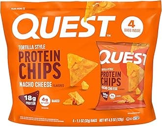 Nutrition Nacho Cheese Tortilla Style Protein Chips, 18g Protein, 4g Net Carb, Low Carb, Gluten Free, 1.1 oz (Pack of 4)