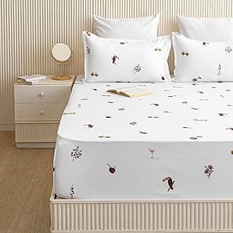 HOMEMONDE Cotton Bedsheet for Queen Bed 90 x 100 Inch Soft Luxury Cartoon Printed 210 TC Flat Sheet with 2 Pillow Covers, (228 x 254 CM, Multicolor)