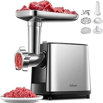 3000W Max Heavy Duty Electric Meat Grinder with Sausage Stuffer Maker & Kubbe Kit, 2 Stainless Steel Grinding Plates for Home & Restaurant(Silve&Black)