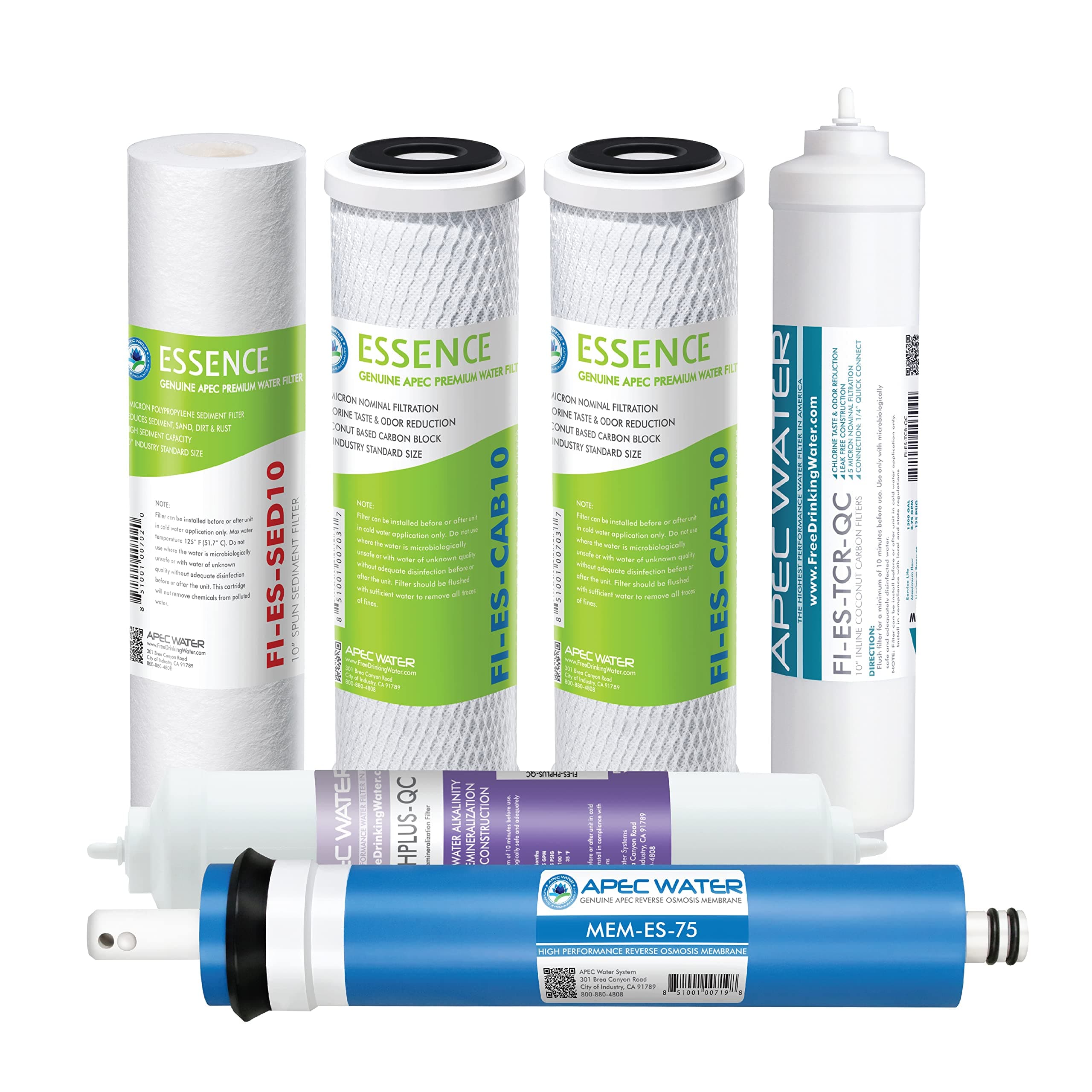 APEC Water Systems FILTER-MAX-ESPH 75 GPD Complete Replacement Filter Set for ESSENCE Series Alkaline Reverse Osmosis Water Filter System