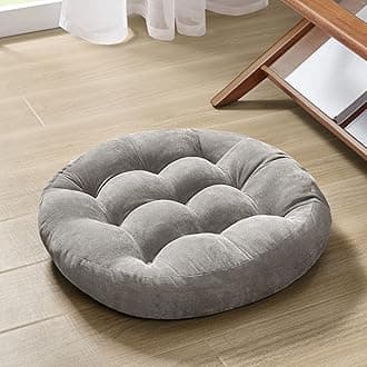 Degrees of Comfort Meditation Floor Pillow, Round Large Pillows Seating for Adults, Tufted Corduroy Cushion for Tatami Living Room, Grey, 22 Inch
