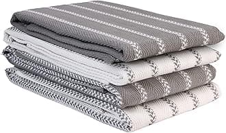 Kitchen Towels Set - Pack of 4 Cotton Dish Towels for Drying Dishes, 18”x 28”, Kitchen Hand Towels, Absorbent Tea Towels, Premium Dish Towels for Kitchen, Quick Drying Kitchen Towel Set - Grey