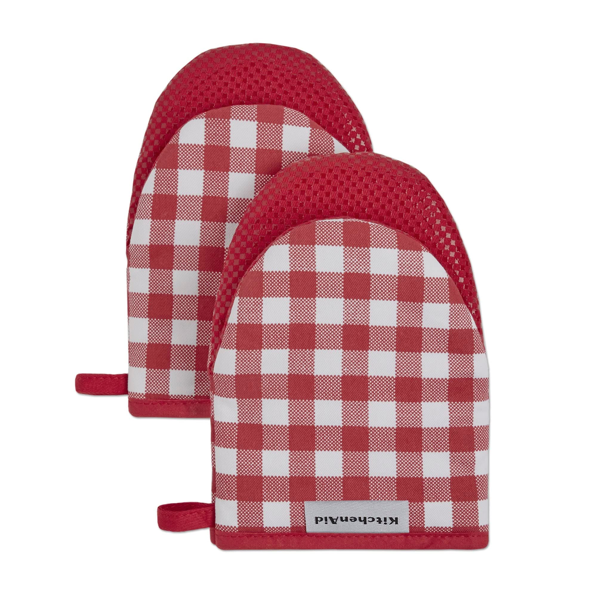 KitchenAid Kitchen Aid Gingham Mini Oven Mitt Set, 5.5"x8", Passion Red