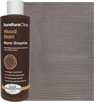 Furniture Clinic Wood Stain | Warm Graphite | Water Based | Fast Drying, Low Odor, & Non-Toxic | for Indoor & Outdoor Furniture and More | Multiple Finishes | (8.5oz / 250ml)