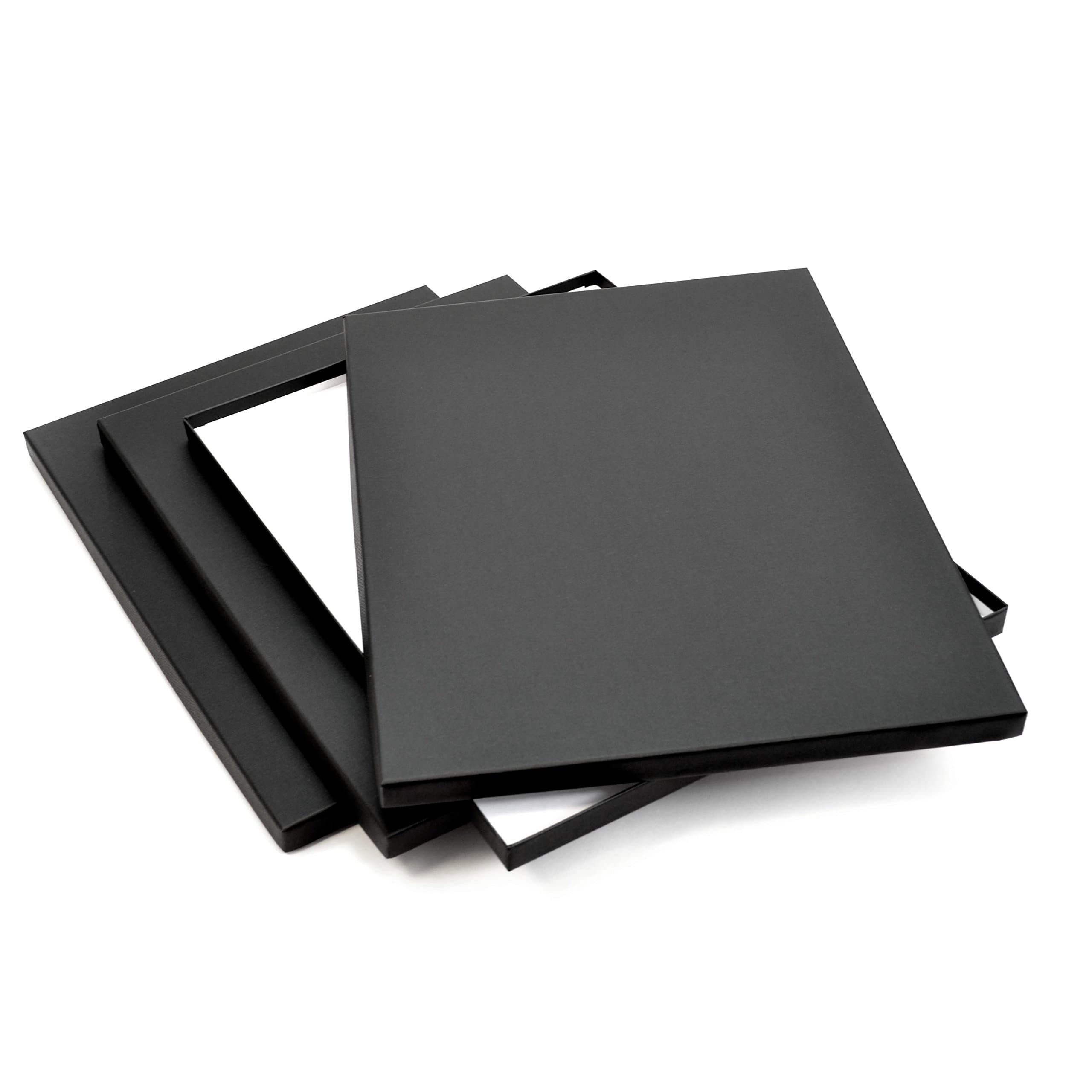 Presentation Display Print Box Black Buckram Archival White Lining A3 440mm x 330mm 15mm Deep Pack Of 3