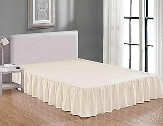 Sheets & Beyond Wrap Around Solid Microfiber Luxury Hotel Quality Fabric Bedroom Gathered Ruffled Bedding Bed Skirt 14 Inch Drop (King, Beige)