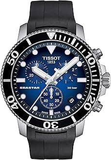 Tissot T1204171704100 Men's Watch, Chronograph, Rubber Strap, Blue Dial