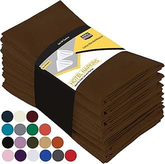 Utopia 12 Premium Cloth Napkins, 60% Cotton 40% Polyester, Soft and Durable, Expertly Tailored Edges, Generous Size (18" x 18"), Ideal for Events or Regular Home Use (Cocoa Brown)