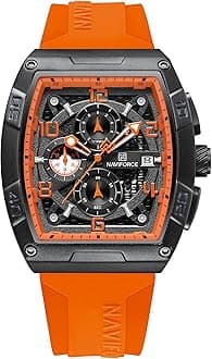 NAVIFORCE Waterproof Chronograph Sport Rectangle Watch for Men, with Auto Date Women Quartz Wrist Watches, Colorful Silicone Band