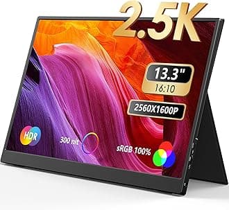 MNN 13.3" 2560x1600P UHD Portable Monitor, 100% sRGB IPS Computer Gaming Display HDR Travel Monitor w/Speakers & Smart Cover for Laptop Xbox PS5 Switch PC Phone