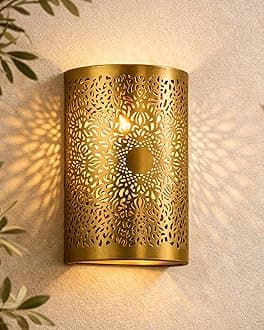 Homesake® Moroccan Cutwork Metal Wall Lamp with E27 Holder, Bulb Included, Decoration Items for Home décor Living Room, Bedroom, Hallway & Balcony, Decorations Warm Ambient Light-2