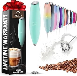 Zulay Powerful Milk Frother for Coffee with Upgraded Titanium Motor - Handheld Electric Whisk, Milk Foamer, Mini Mixer & Coffee Blender for Frappe, Latte, Matcha, No Stand - Mint