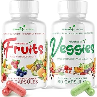 Daily Fruits and Veggies Supplement - 180 Capsules for 30 Days, Non GMO & Gluten Free Superfood with Natural Vitamins - Powered by Plants, 2-Pack