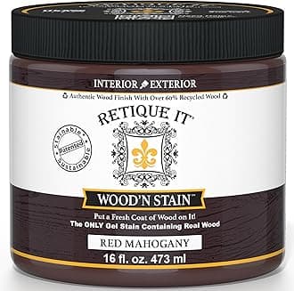 Retique It Wood'n Stain - Gel Stain with Liquid Wood (16 oz (Quart), Red Mahogany)