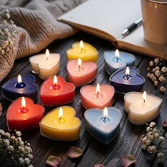 Paraffin Wax Scented Candles For Mix Fragrance, Heart Shape, Multi Colour, Pack Of 12, 3.5 X 1.5 Cm